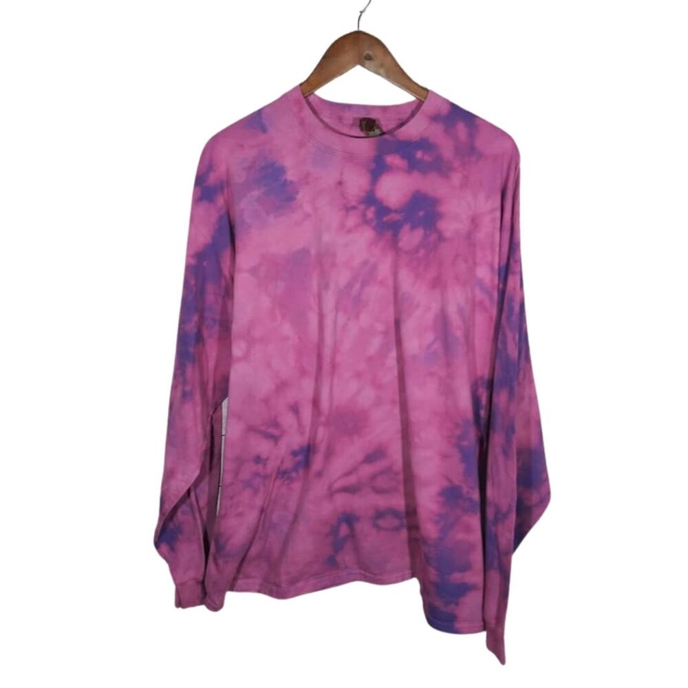 Upcycled Pink Purple Tie Dye Long Sleeve T-Shirt Sz 2X